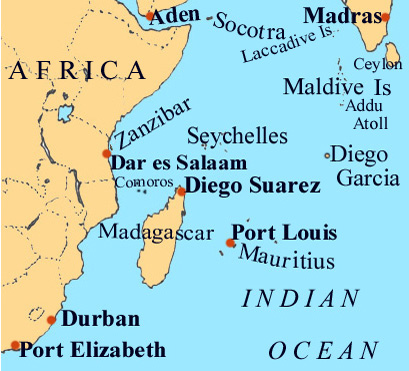 Map of South Indian Ocean